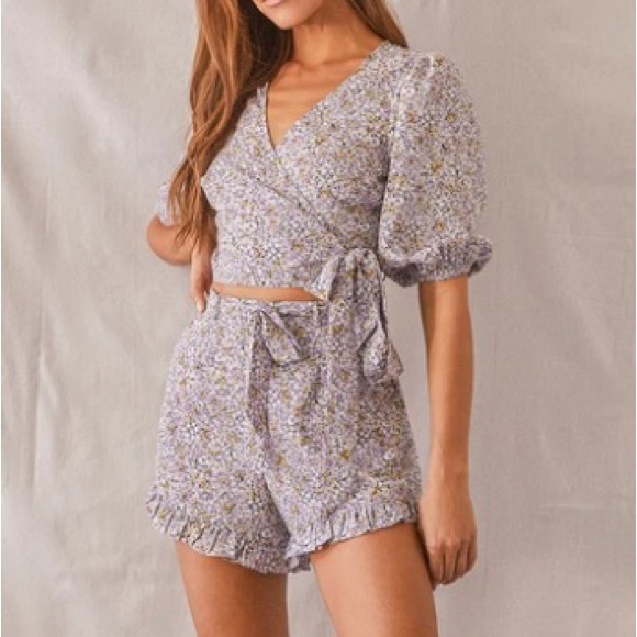 Lulus Purple Floral Print Ruffled Shorts - Picture 2 of 5